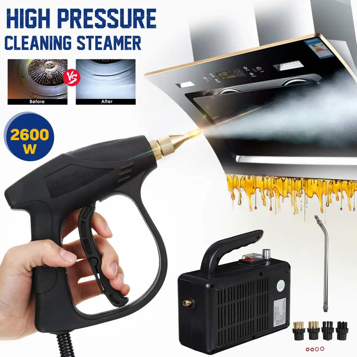 220V 2600W Professional High Pressure Steam Cleaner Handheld Steam Generator Cleaning Machine for Household Kitchen
220V 2600W Professional High Pressure Steam Cleaner Handheld Steam Generator Cleaning Machine for Household Kitchen