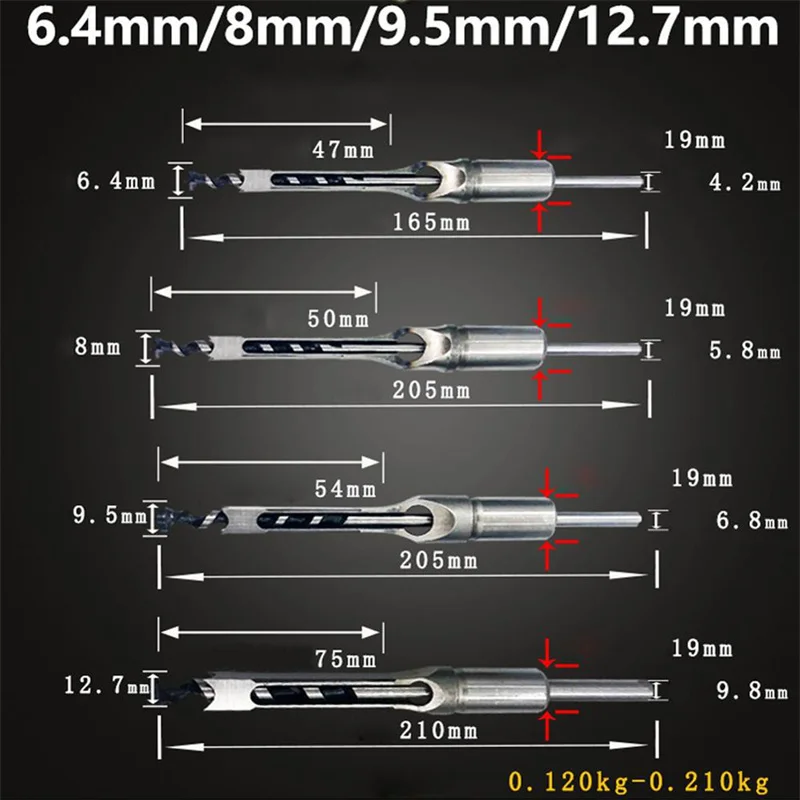 6.4/8/9.5/12.7mm HSS Square Hole Drill Bit Auger Bit Steel Mortising Drilling Craving Woodworking Tools
6.4/8/9.5/12.7mm HSS Square Hole Drill Bit Auger Bit Steel Mortising Drilling Craving Woodworking Tools
