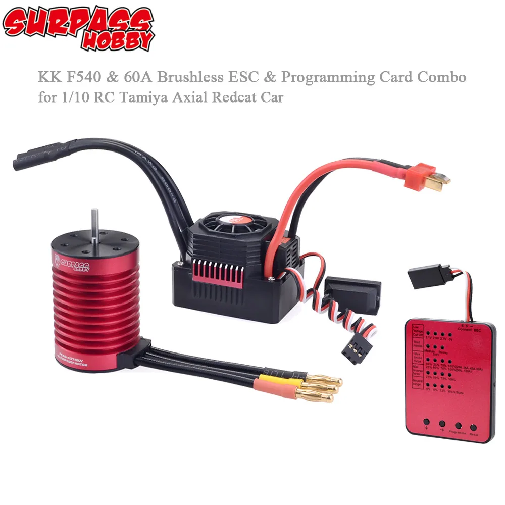 

Surpass Hobby F540 3000KV 3300KV 3930KV 4370KV Waterproof Brushless Motor w/ 60A ESC for 1/10 RC Tamiya Axial Redcat Car