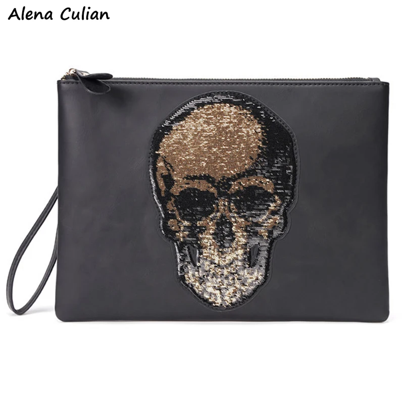 Large Capacity Men Leather Clutch Bag Punk Skull Pattern Ultrathin Clutch Handbag With Shoulder Strap Travel Man Bag sac homme
Large Capacity Men Leather Clutch Bag Punk Skull Pattern Ultrathin Clutch Handbag With Shoulder Strap Travel Man Bag sac homme