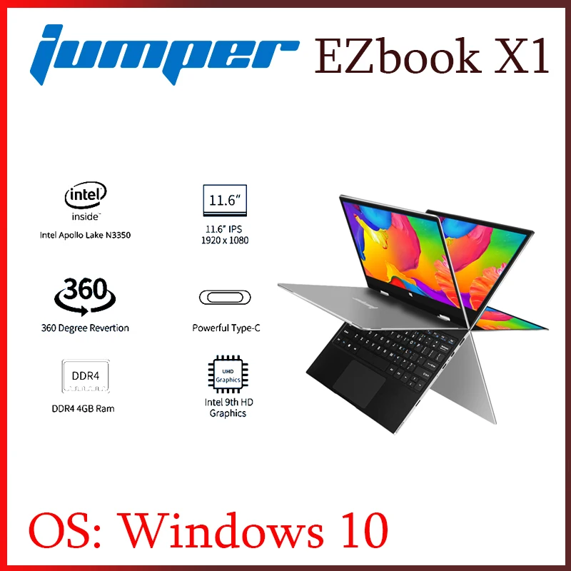 Jumper EZbook X1 ноутбук экран 1 6 дюймов 4 Гб DDR4 64 emmc128гб SSD|Ноутбуки| |