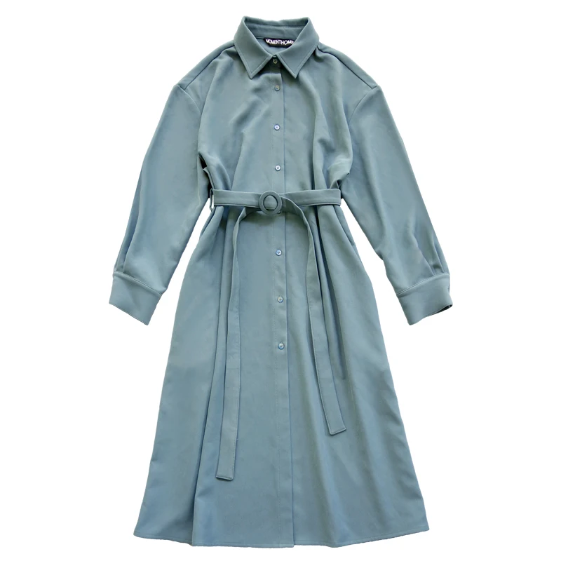 Women's Dress Vintage Single-Breasted Long Sleeve Sashes Loose Casual Shirt Dress 2021 Spring New
Women's Dress Vintage Single-Breasted Long Sleeve Sashes Loose Casual Shirt Dress 2021 Spring New