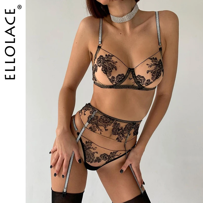 Ellolace Glitter Lingerie Transparent Lace Embroidery Delicate Underwear Sexy Matching Bilizna Set Erotic Garters Luxury Bra
Ellolace Glitter Lingerie Transparent Lace Embroidery Delicate Underwear Sexy Matching Bilizna Set Erotic Garters Luxury Bra