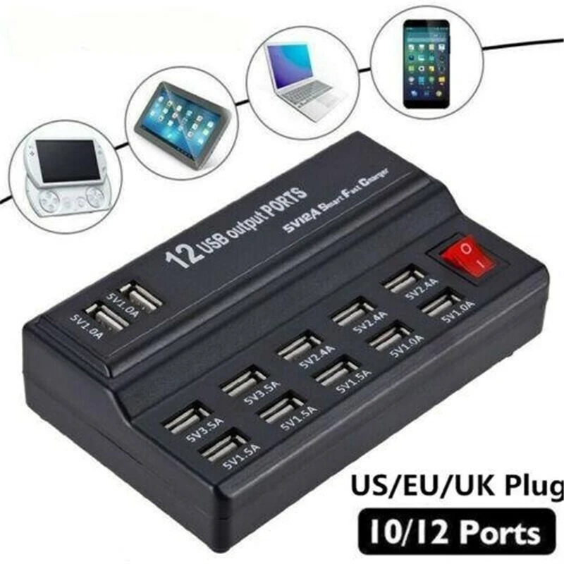 12 Ports USB Charger AC Adapter Multi-Port Fast Charger Travel Wall Hub 10A Smart Charging Station
12 Ports USB Charger AC Adapter Multi-Port Fast Charger Travel Wall Hub 10A Smart Charging Station