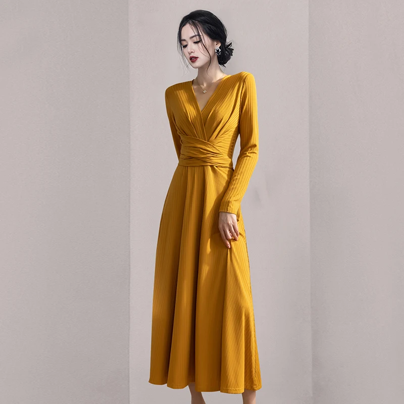 2021 Autumn Winter new Vintage Formal Dress Long Sleeve V-neck Slim Long Party Dress
2021 Autumn Winter new Vintage Formal Dress Long Sleeve V-neck Slim Long Party Dress