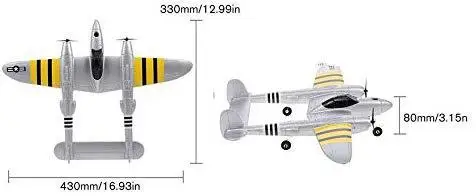 FX-816 2.4GHz 2CH World War II Air Force P38 RC Airplane RC Aircraft Fixed Wing Outdoor Flight Drone for Kid Toys Silver
FX-816 2.4GHz 2CH World War II Air Force P38 RC Airplane RC Aircraft Fixed Wing Outdoor Flight Drone for Kid Toys Silver
