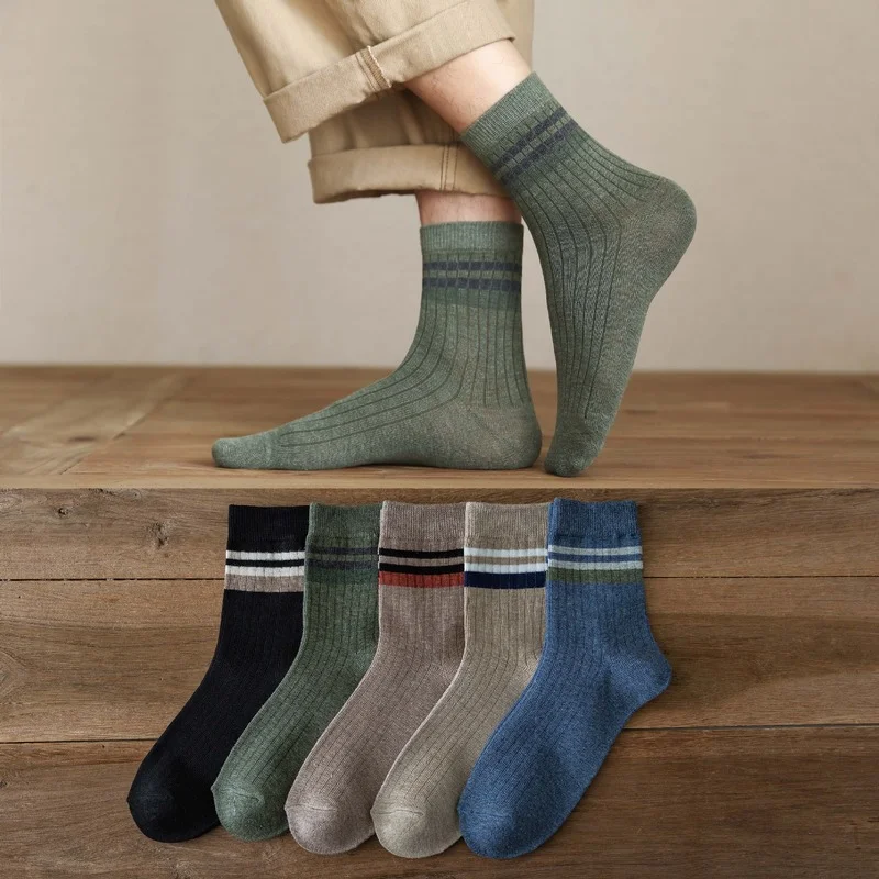 5 шт., мужские хлопковые носки в полоску, в японском стиле
5 шт., мужские хлопковые носки в полоску, в японском стиле