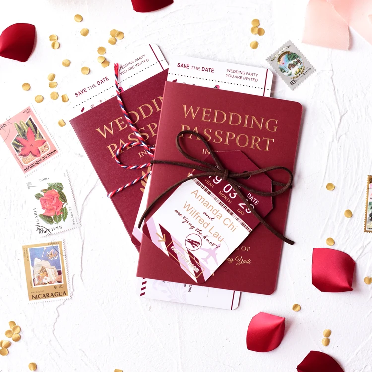 60set elegant Custom text Passport flight tickets design party invitation card wedding for guests
60set elegant Custom text Passport flight tickets design party invitation card wedding for guests