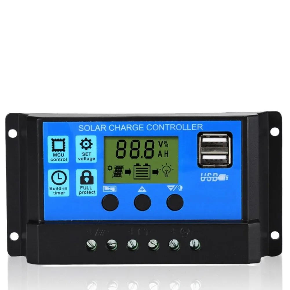 MPPT Solar Charger Controller 10A/20A/30A/40A/50A/60A/ 12V 24V Auto PWM Control LCD Display 5V Dual USB Solar Panel Regulator
MPPT Solar Charger Controller 10A/20A/30A/40A/50A/60A/ 12V 24V Auto PWM Control LCD Display 5V Dual USB Solar Panel Regulator