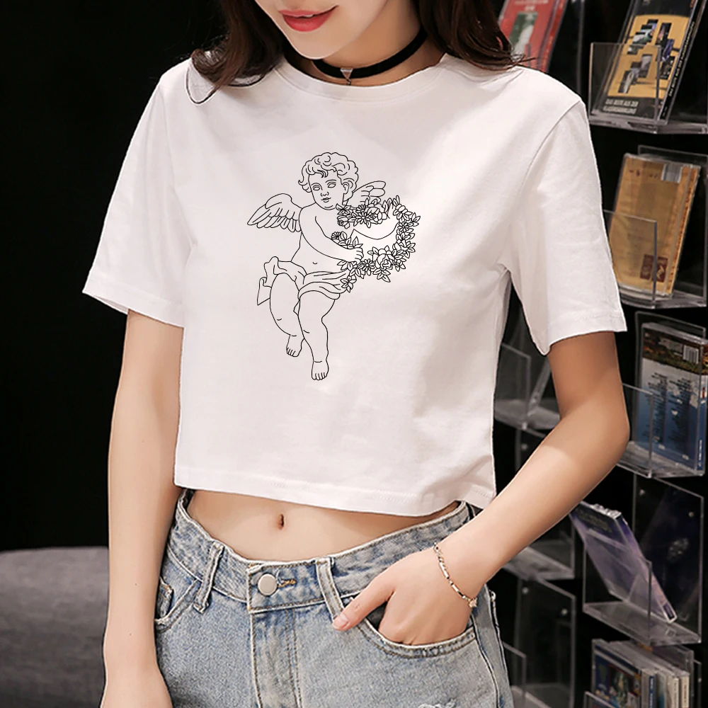 Fashion Angel Cupid Printed Crop Tops 2020 Summer Women Short Sleeve O-Neck Loose T-shirts Tees Female Streetwear Angel Tshirt
Fashion Angel Cupid Printed Crop Tops 2020 Summer Women Short Sleeve O-Neck Loose T-shirts Tees Female Streetwear Angel Tshirt
