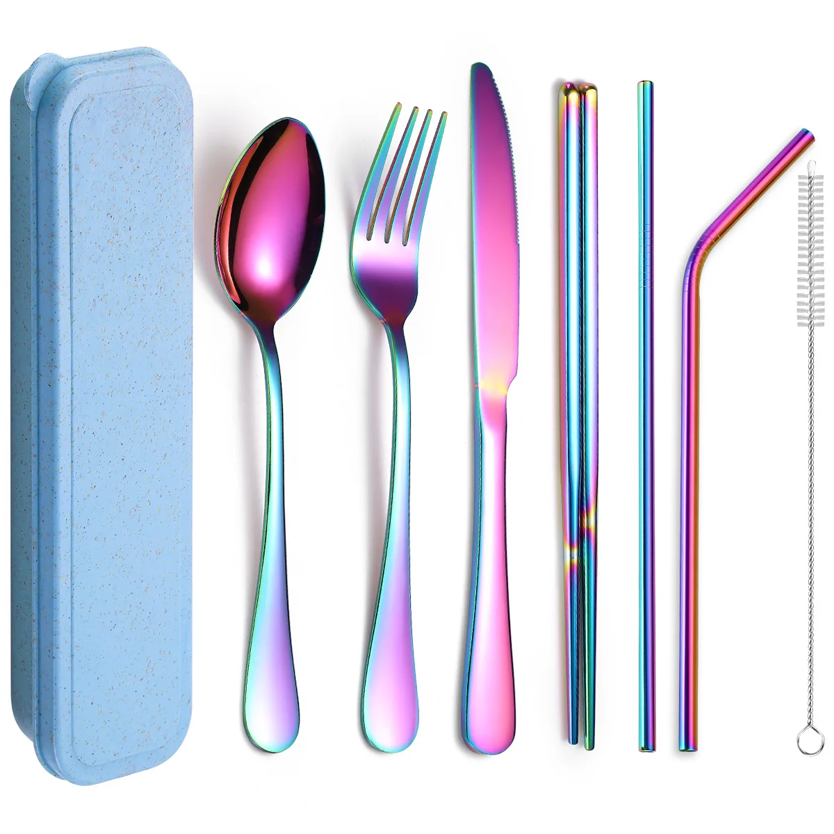 Portable Utensils Silverware Flatware, Travel Camping Cutlery set, 8pcs Knife Fork Spoon Chopsticks Cleaning brush Straws + Case
Portable Utensils Silverware Flatware, Travel Camping Cutlery set, 8pcs Knife Fork Spoon Chopsticks Cleaning brush Straws + Case