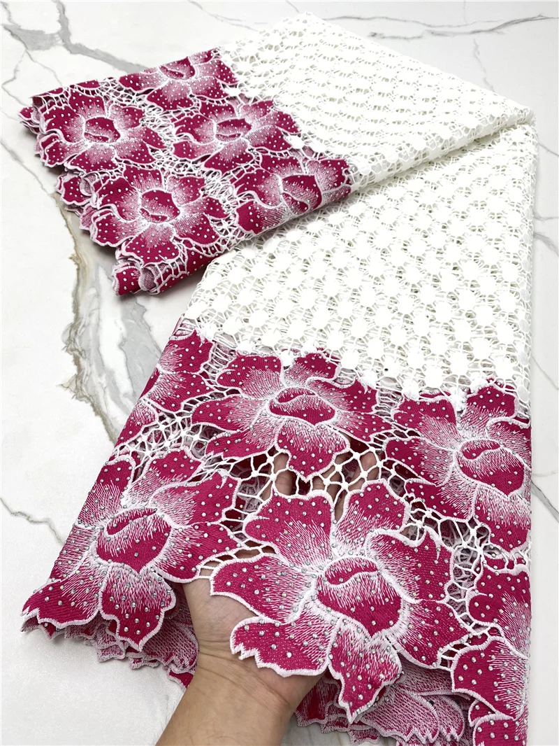 PGC White African Lace Fabric 2021 High Quality Lace With Stones Nigerian Guipure Cord Lace Fabrics For Wedding Sewing NI5354-1 
PGC White African Lace Fabric 2021 High Quality Lace With Stones Nigerian Guipure Cord Lace Fabrics For Wedding Sewing NI5354-1