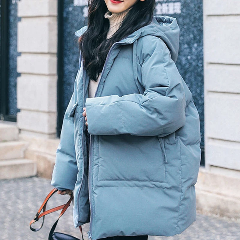 2021 winter women's hooded collar mid-length zipper loose down jacket women's solid color down jacket
2021 winter women's hooded collar mid-length zipper loose down jacket women's solid color down jacket