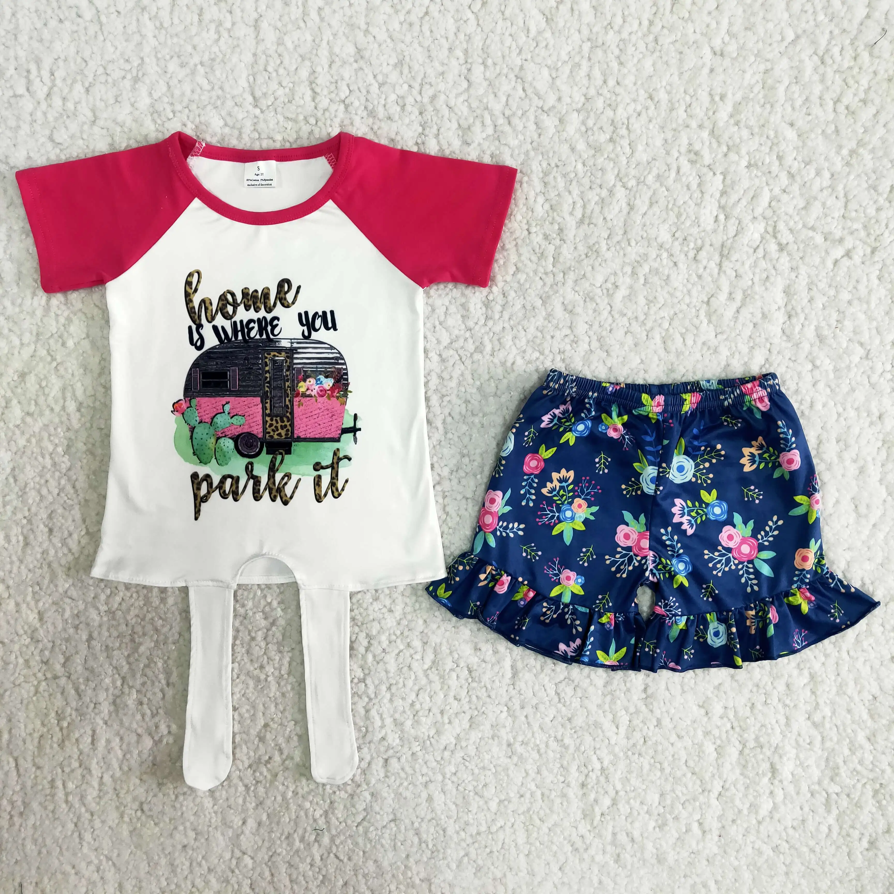 Summer Girls Outfits Hot Pink Short Sleeve Raglan Shirt Campling Shirt Floral Shorts Kids Boutique Set
Summer Girls Outfits Hot Pink Short Sleeve Raglan Shirt Campling Shirt Floral Shorts Kids Boutique Set