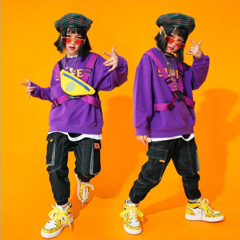 Kids Festival Hip Hop Clothing Purple Tops Loose Sweatshirt dancing Pants for Girls Boys Jazz Dance Wear Costume Party Clothes
Kids Festival Hip Hop Clothing Purple Tops Loose Sweatshirt dancing Pants for Girls Boys Jazz Dance Wear Costume Party Clothes