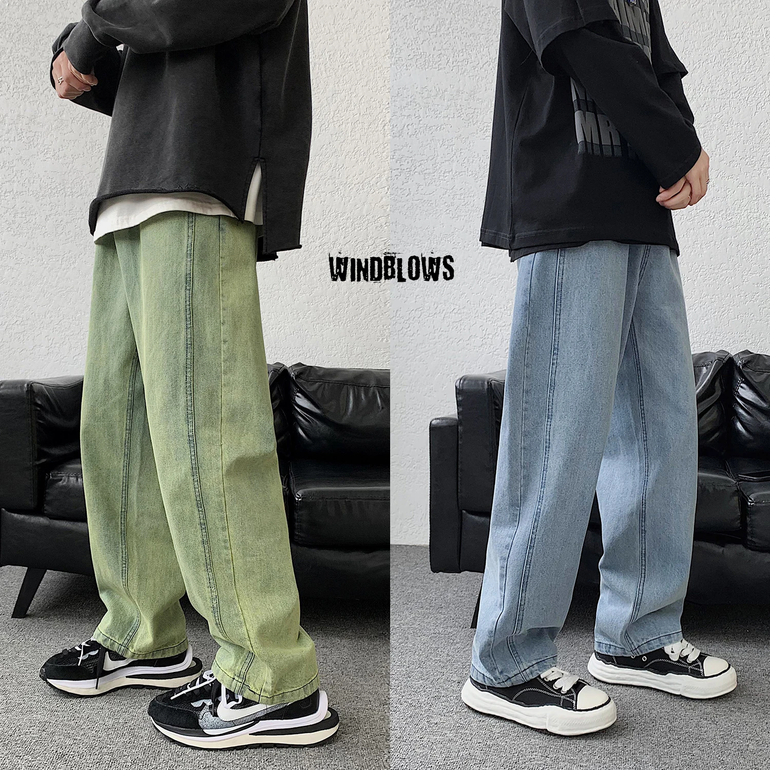 Fashion Green/Blue Men's Denim Pants Autumn Couple New Straight Casual Jean Pants Men Japan Style Retro Streetwear Trousers
Fashion Green/Blue Men's Denim Pants Autumn Couple New Straight Casual Jean Pants Men Japan Style Retro Streetwear Trousers