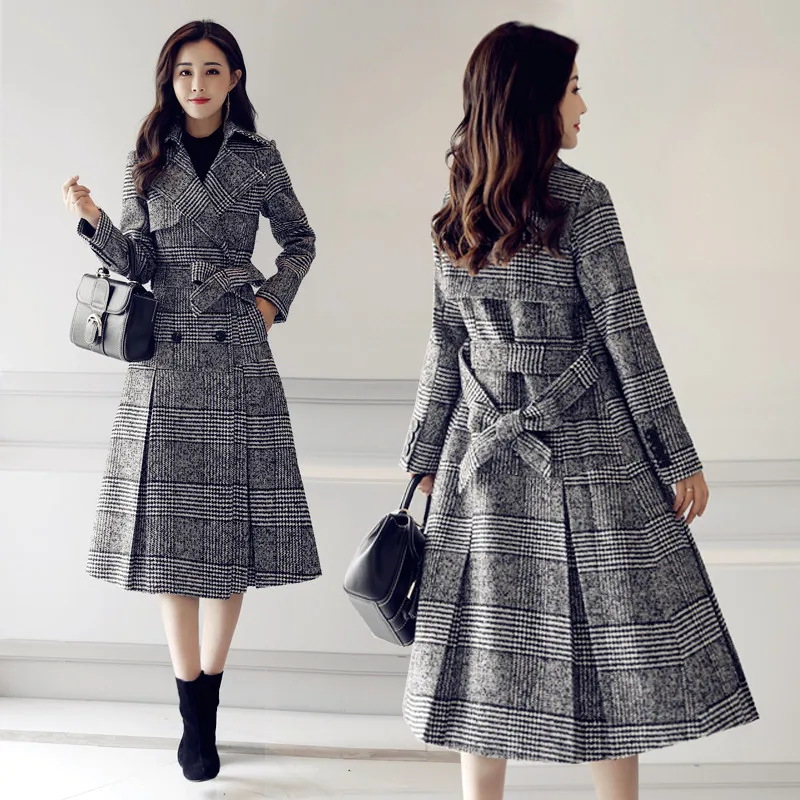 Womennew long section large size woolen coat Slim thin double-breasted plaid windbreaker coat woolen coatAutumn Winter Wool
Womennew long section large size woolen coat Slim thin double-breasted plaid windbreaker coat woolen coatAutumn Winter Wool