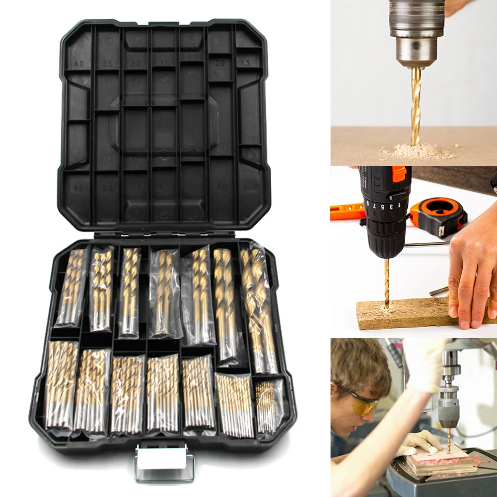 99pcs Universal Hss Drill Bit Set Coated Twisted High Speed Steel Power Head Kit Builder Hole Drilling Opener Replacement Tools
99pcs Universal Hss Drill Bit Set Coated Twisted High Speed Steel Power Head Kit Builder Hole Drilling Opener Replacement Tools