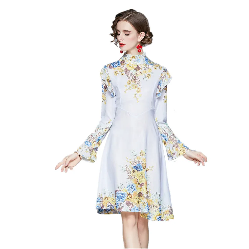 Fashion Designer Flower Printed Long Sleeve Spring Dress Elegant Floral Vintage Party Midi Dress Vestidos
Fashion Designer Flower Printed Long Sleeve Spring Dress Elegant Floral Vintage Party Midi Dress Vestidos