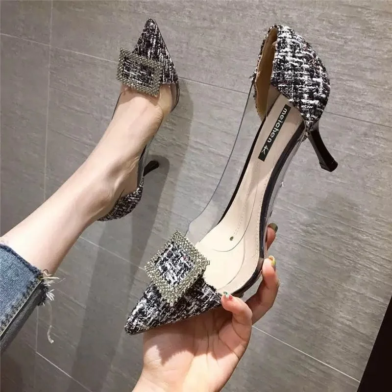Zapatos de tacón alto para mujer transparentes de punta sexy para fiesta, calzado de boda, tacones transparentes, sin cordones,
Zapatos de tacón alto para mujer transparentes de punta sexy para fiesta, calzado de boda, tacones transparentes, sin cordones,