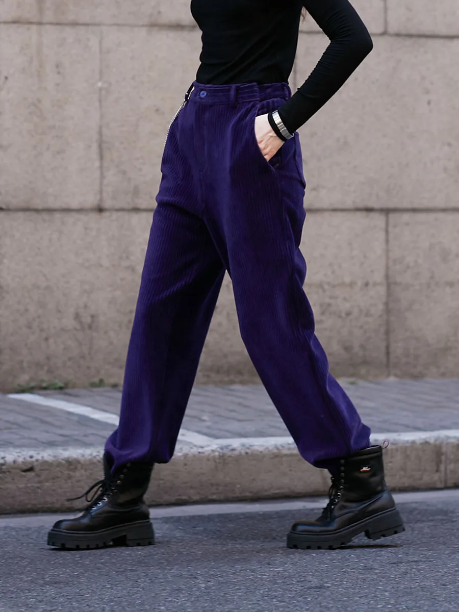 IRINACH562 Fall Winter 2021 Collection Original Design Vintage Purple Corduroy Pants Women
IRINACH562 Fall Winter 2021 Collection Original Design Vintage Purple Corduroy Pants Women