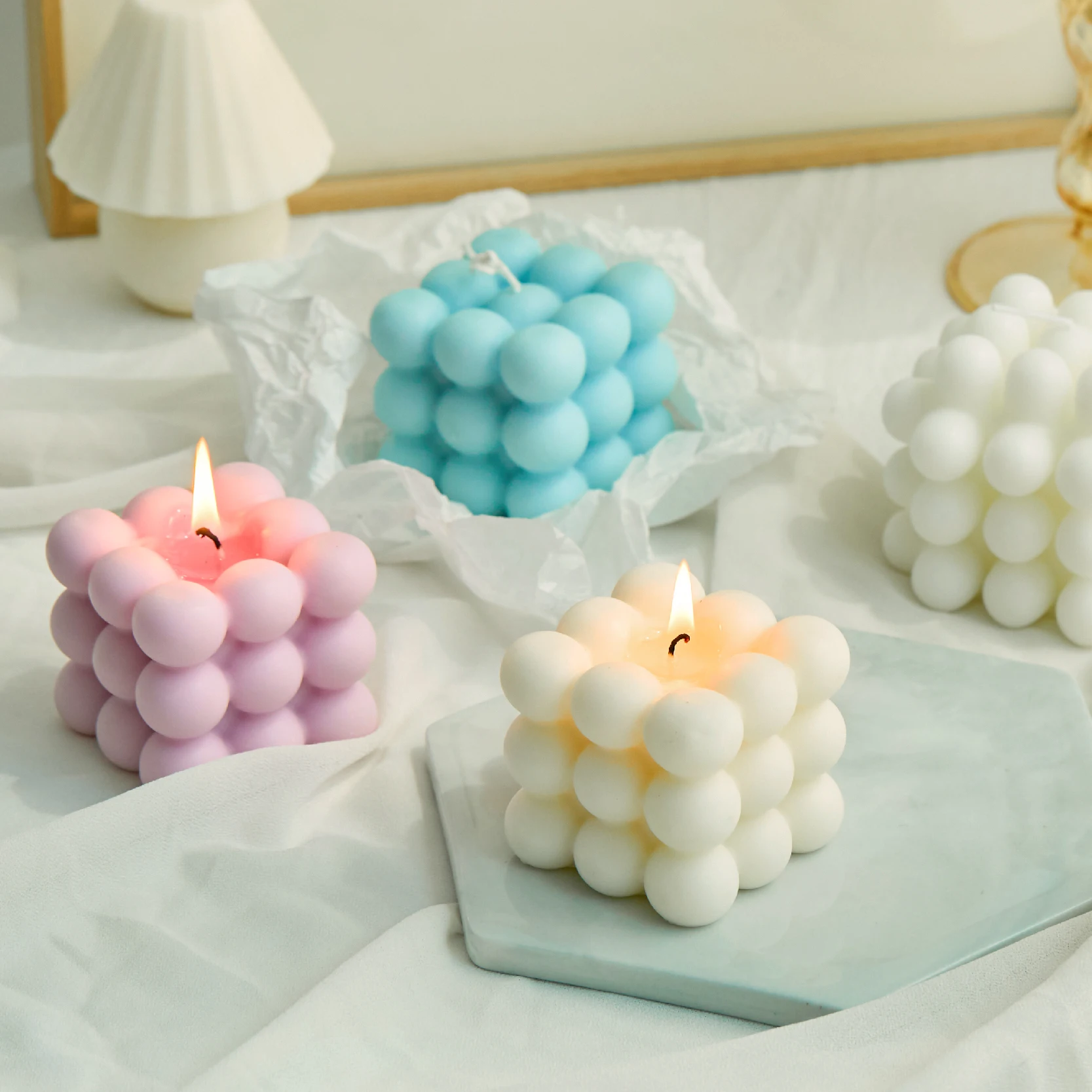 Маленькие ароматические свечи с пузырьками в форме куба расслабляющий подарок