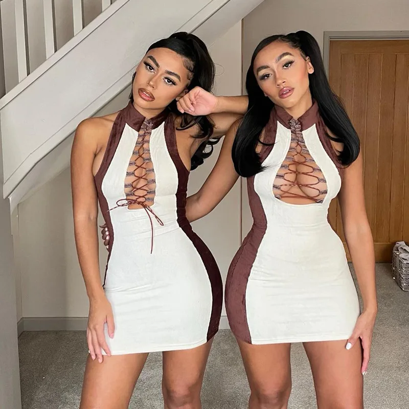 Skennyee Lace Up Patchwork Corduroy Skinny Dresses for Women Long Sleeve Sexy Hot Hollow Out Partywear Club Bodycon Tank Dress
Skennyee Lace Up Patchwork Corduroy Skinny Dresses for Women Long Sleeve Sexy Hot Hollow Out Partywear Club Bodycon Tank Dress