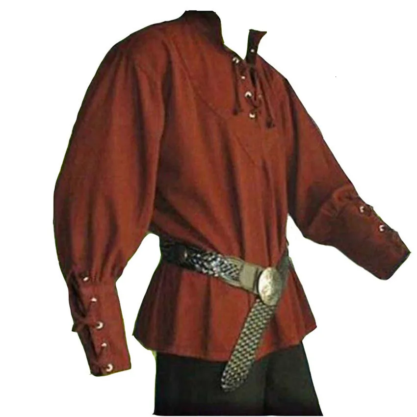 Мужские костюмы на Хэллоуин средневековые льняные рубашки для жениха с длинным