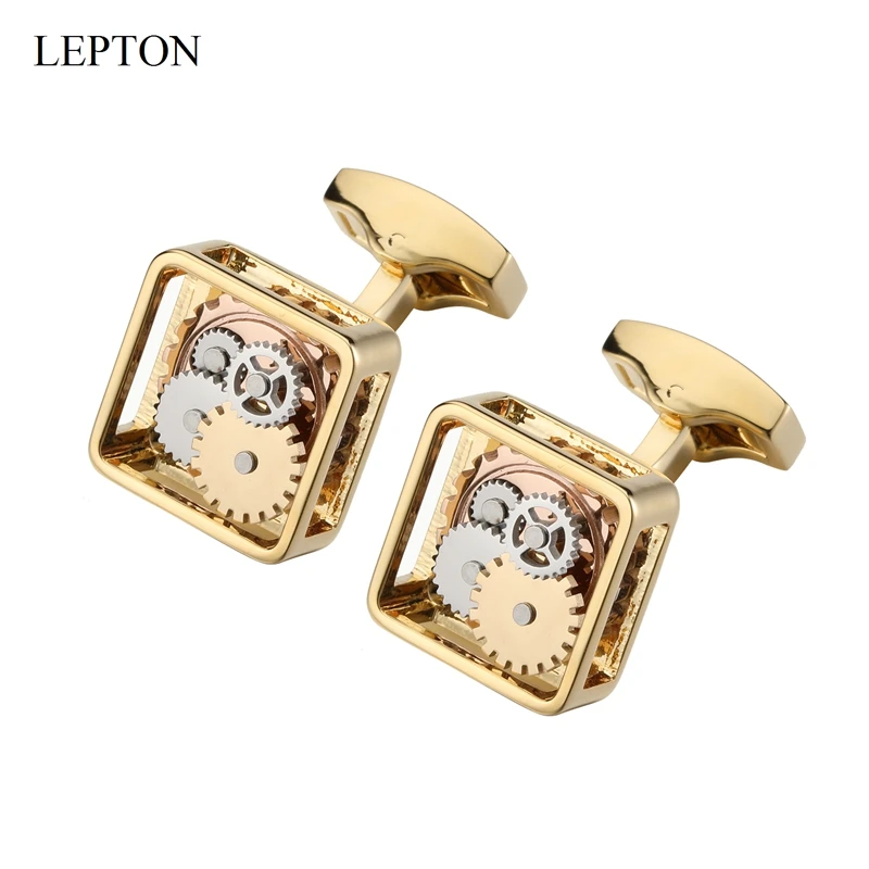 Lepton Gold Color Square Framed Steampunk Gear Watch Mechanism Cufflinks For men Business wedding cuff links Relojes gemelos
Lepton Gold Color Square Framed Steampunk Gear Watch Mechanism Cufflinks For men Business wedding cuff links Relojes gemelos