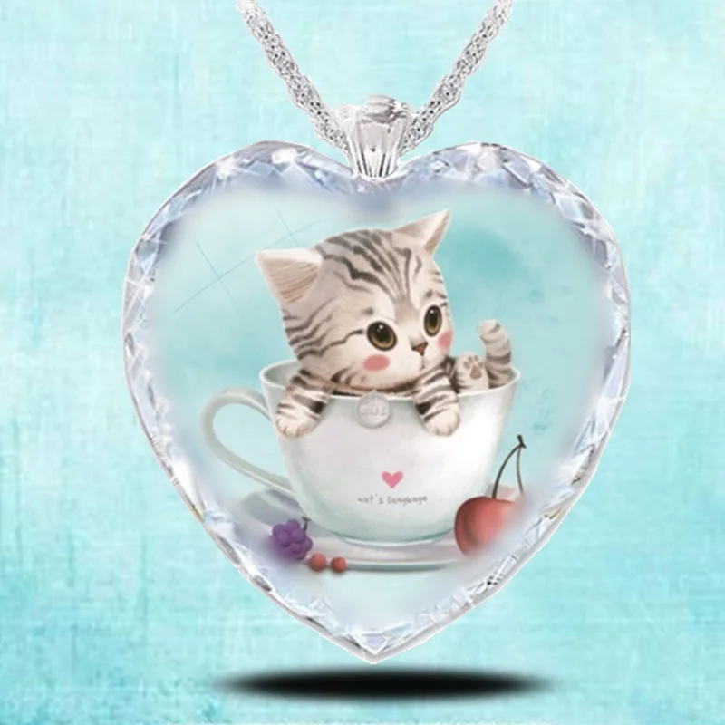 2021 Summer Cute Pet Series Cute Cat Crystal Glass Pendant Necklace for Women Charm Jewelry Symbol of Love Women Birthday Valent
2021 Summer Cute Pet Series Cute Cat Crystal Glass Pendant Necklace for Women Charm Jewelry Symbol of Love Women Birthday Valent