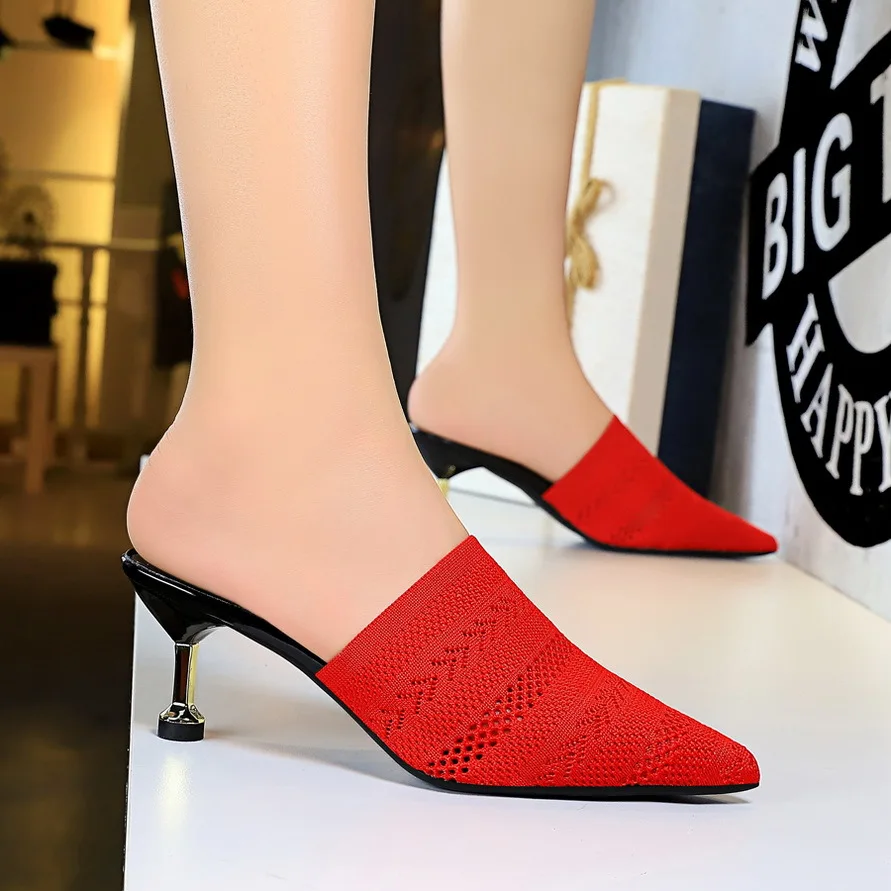 Knit Mesh Breathable High heels Mules slippers women 2021 summer shoes women Pointed Toe Thin Heels Fashion Party ladies shoes
Knit Mesh Breathable High heels Mules slippers women 2021 summer shoes women Pointed Toe Thin Heels Fashion Party ladies shoes