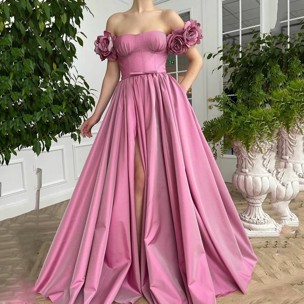 Vintage Pearl Pink Prom Dresses With Pockets High Slit Flowers Straps A Line Satin Chic Formal Evening Party Gown New DQG1385
Vintage Pearl Pink Prom Dresses With Pockets High Slit Flowers Straps A Line Satin Chic Formal Evening Party Gown New DQG1385