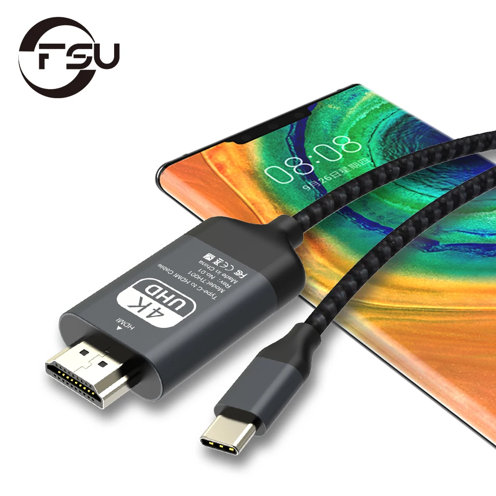 Кабель USB C HDMI совместимый с 4K Type конвертер Thunderbolt 3 для MacBook Huawei Mate 30 адаптер 2