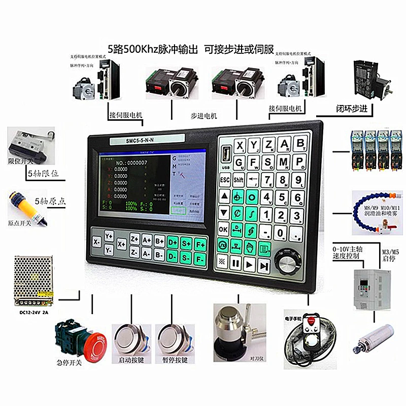 CNC 5axis Stand Alone Motion Controller Offline CNC Controller SMC5-5-N-N 500KHz 7 Inch Large Screen Replace Mach3 USB Motion Co
CNC 5axis Stand Alone Motion Controller Offline CNC Controller SMC5-5-N-N 500KHz 7 Inch Large Screen Replace Mach3 USB Motion Co