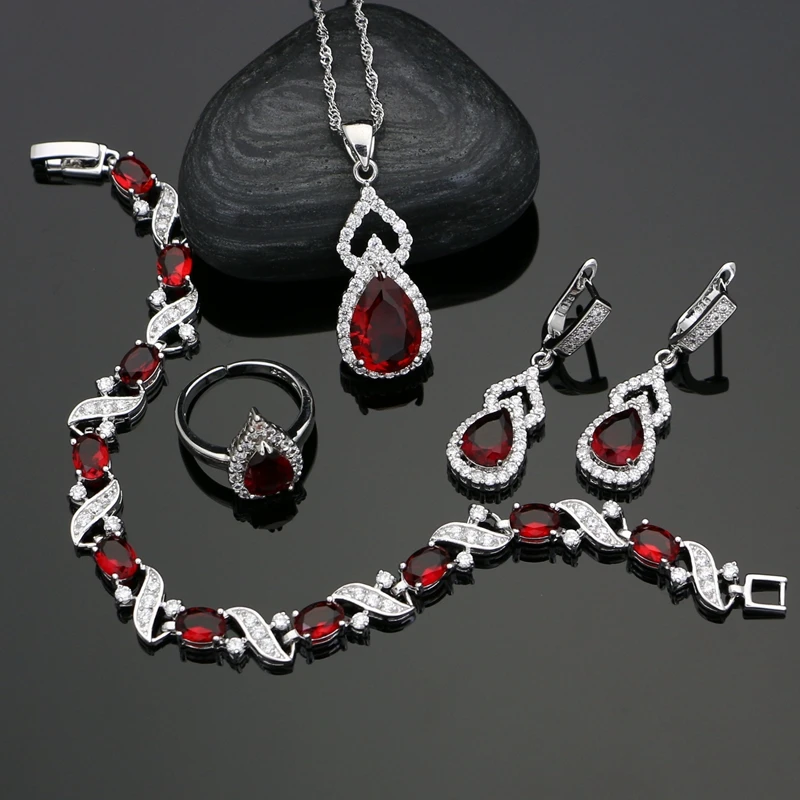 Water Drop 925 Silver Jewelry Natural Red Stone Party Jewelry Sets for Women Accessories Earrings Open Ring Necklace Set
Water Drop 925 Silver Jewelry Natural Red Stone Party Jewelry Sets for Women Accessories Earrings Open Ring Necklace Set