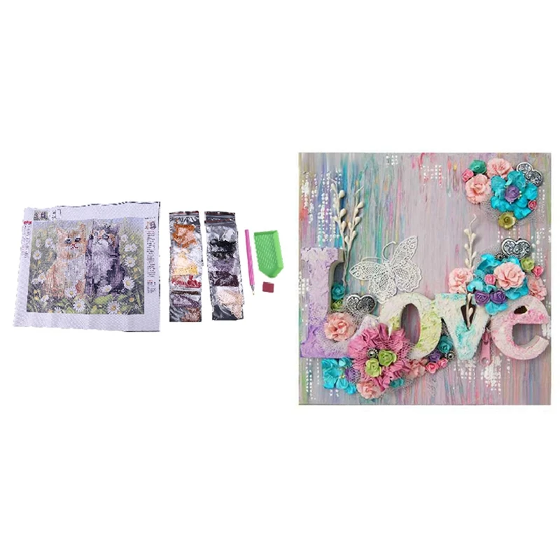 2 Set 5D Diamond Painting Cross Stitch Home Decoration, Flower Letter & Cartoon Cat
2 Set 5D Diamond Painting Cross Stitch Home Decoration, Flower Letter & Cartoon Cat