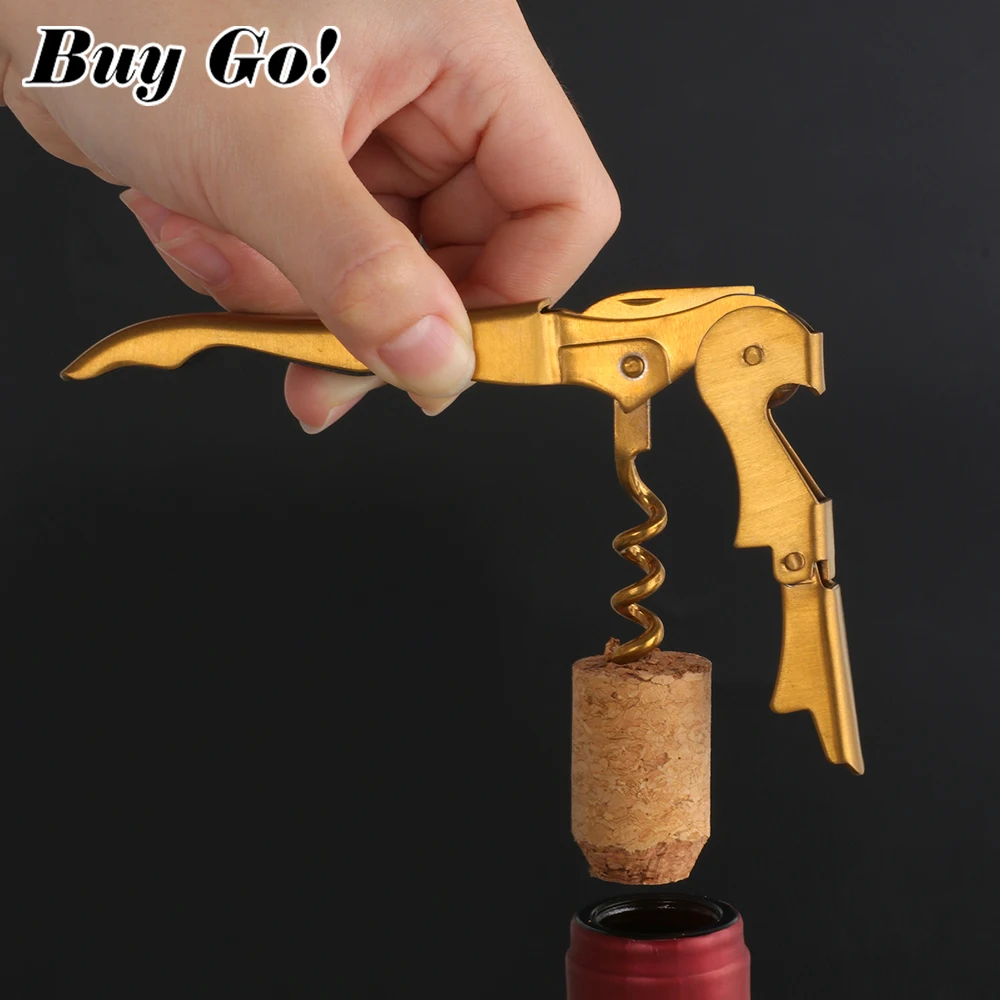 Multi-use Bottle Opener Gold Plated Corkscrew Double Hinge Waiters Wine Key Bottle Opener Bar Home Office Kitchen Supplies
Multi-use Bottle Opener Gold Plated Corkscrew Double Hinge Waiters Wine Key Bottle Opener Bar Home Office Kitchen Supplies