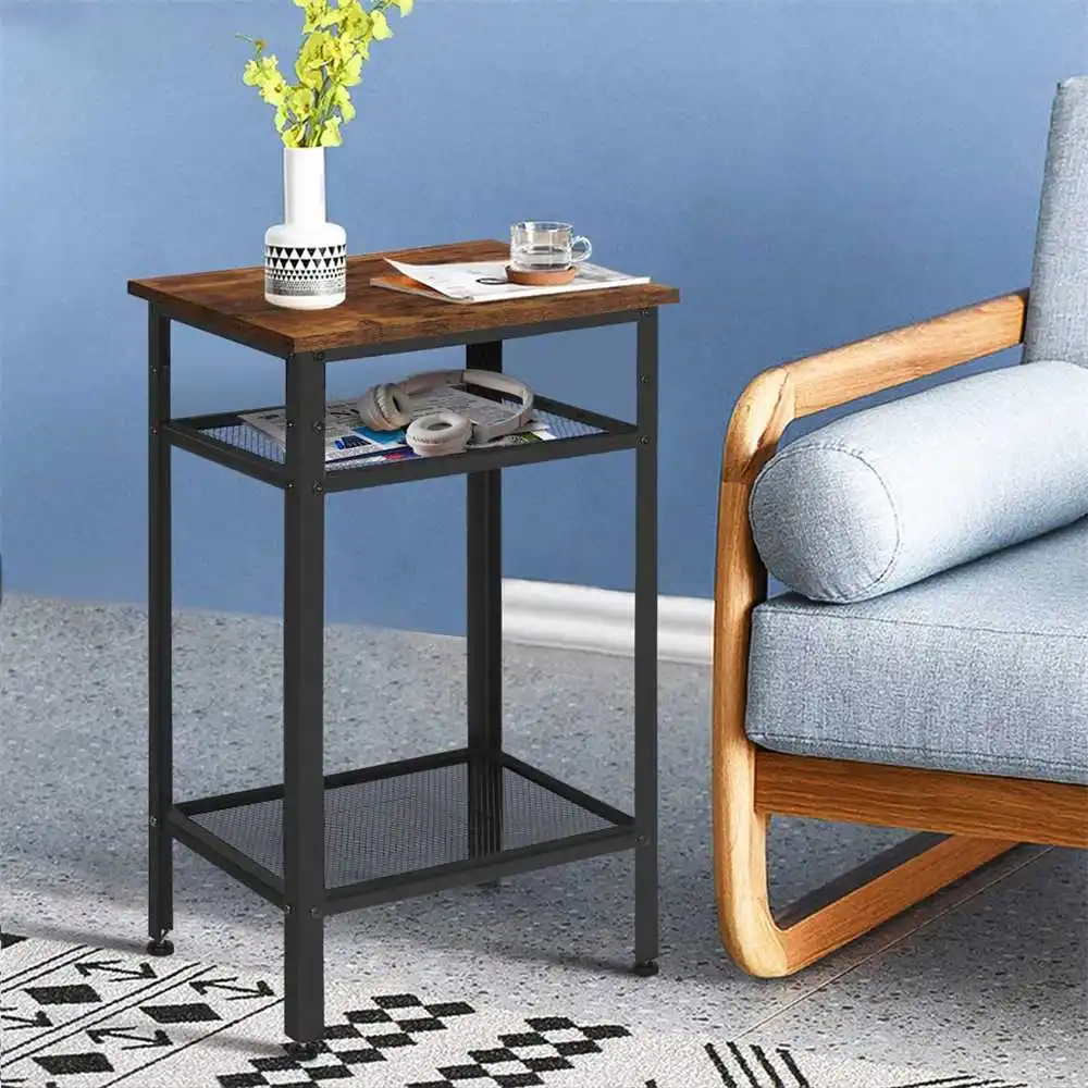 

Квадратный журнальный столик, двухуровневый столик с подставкой для хранения, с металлической рамой, маленький, для гостиной