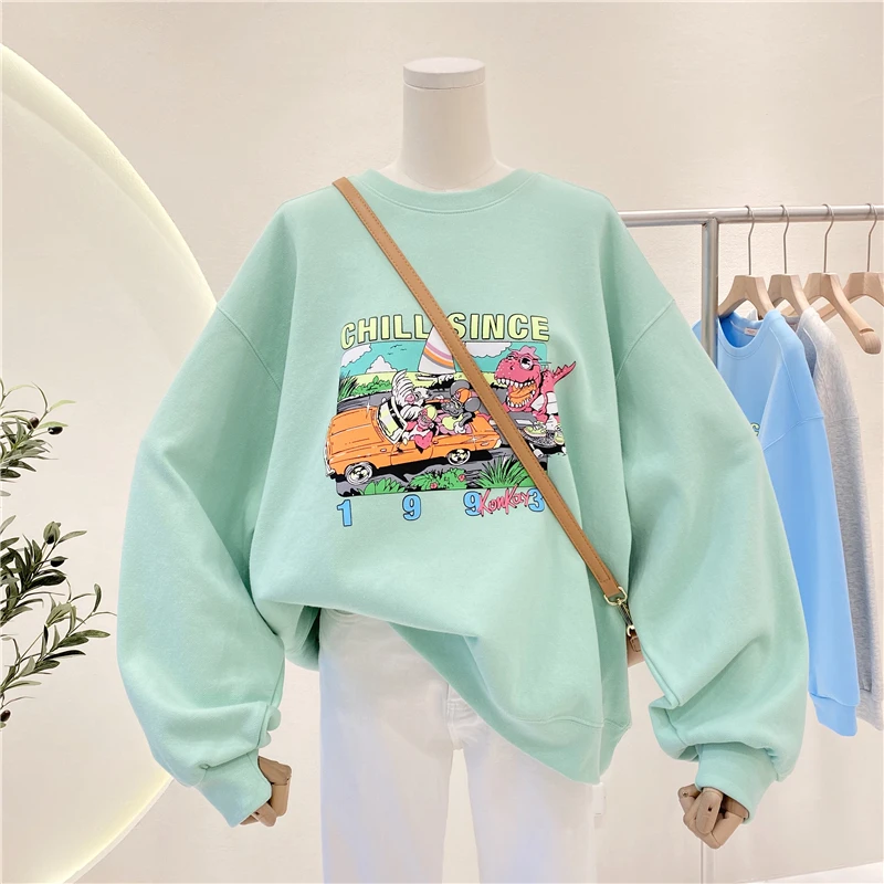 All-match Spring Autumn Women Pullovers Top Lazy Wind Loose O-neck Cartoon Printing Long Sleeve Cotton Sweatshirt Casual Student
All-match Spring Autumn Women Pullovers Top Lazy Wind Loose O-neck Cartoon Printing Long Sleeve Cotton Sweatshirt Casual Student