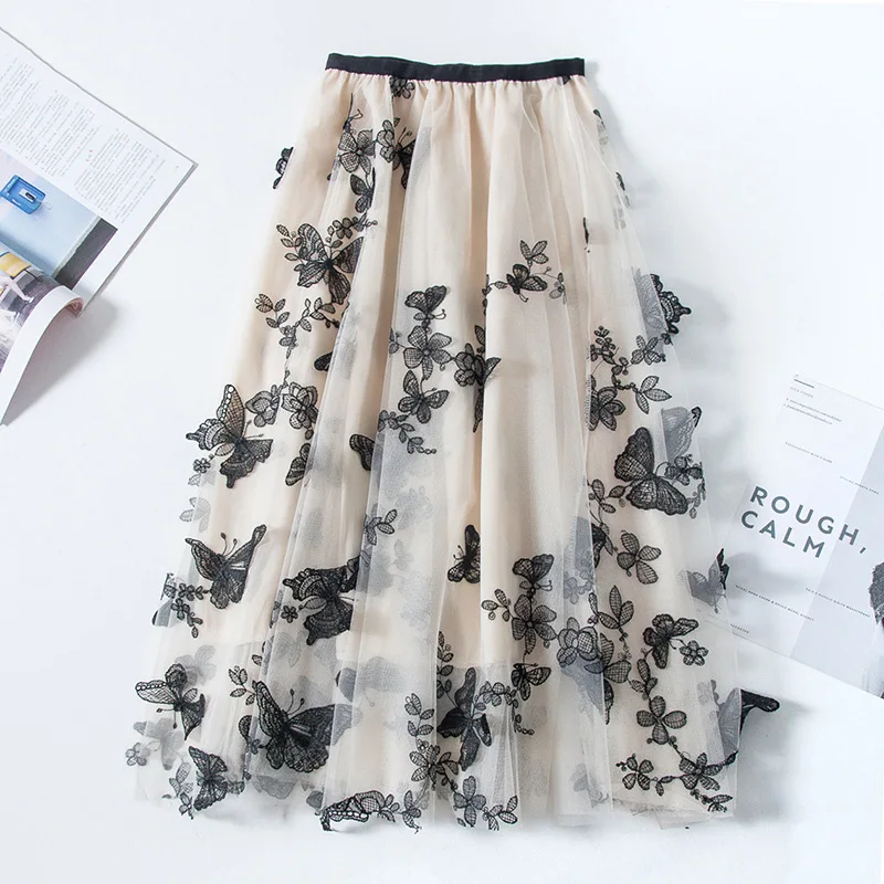 High quality Embroidery skirts womens Summer autumn 2021 vintage Ol elegant retro midi skirts women Butterfly Mesh Long Skirt
High quality Embroidery skirts womens Summer autumn 2021 vintage Ol elegant retro midi skirts women Butterfly Mesh Long Skirt