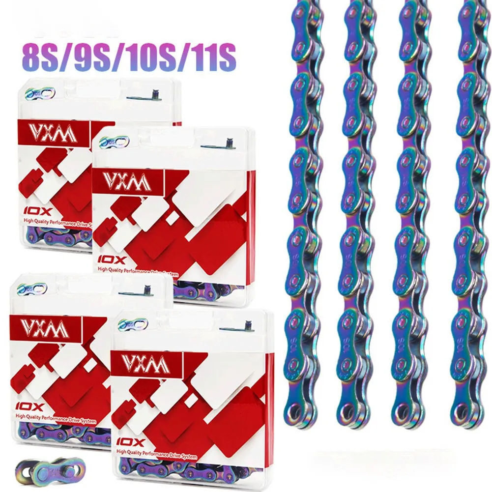 Mountain Bike Colorful Chain Road Bike 6/7/8/9/10/11S Carbon Steel 116 Knots Variable Speed Chain Durable Bicycle Chain Parts
Mountain Bike Colorful Chain Road Bike 6/7/8/9/10/11S Carbon Steel 116 Knots Variable Speed Chain Durable Bicycle Chain Parts