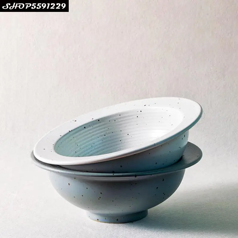 

Japanese Retro Ceramic Thread Western Salad Plate Household Tableware Stoneware Straw Hat Bowl Restaurant Noodle Soup Salad Bowl