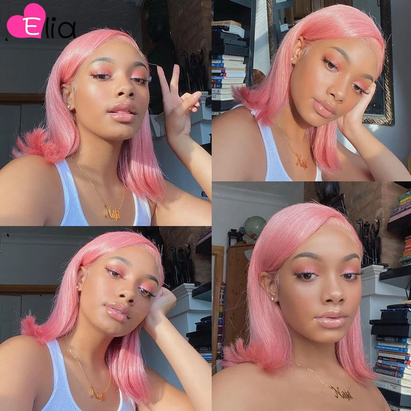 Pink Short Bob Lace Fontal Wig Short Human Hair Wigs Remy Hair Brazilian Human Hair Straight Hair Wig For Black Women 
Pink Short Bob Lace Fontal Wig Short Human Hair Wigs Remy Hair Brazilian Human Hair Straight Hair Wig For Black Women