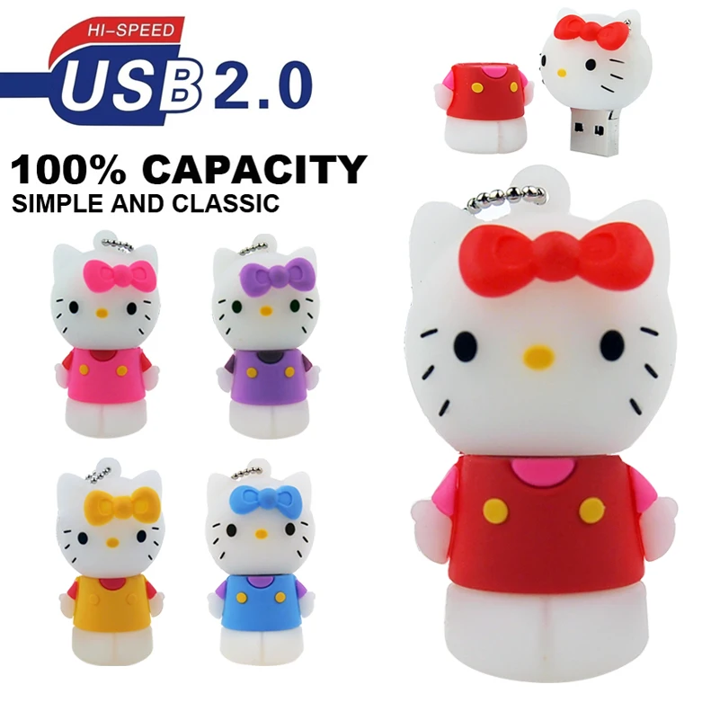 Милый флеш накопитель Kitty Cat стильный 64 ГБ 32 USB 2 0 Memoria stick специальные подарки usb 128