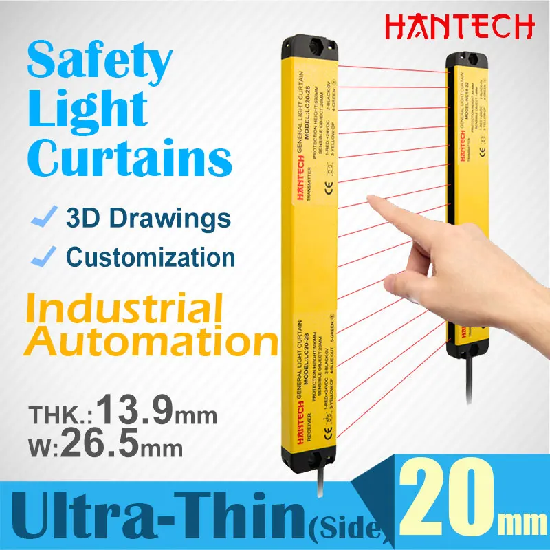 Safety Light Curtain 20MM Ultra-thin Grating Brake 24V PNP NPN Infrared Alignment Photoelectric Sensor Protection Measurement
Safety Light Curtain 20MM Ultra-thin Grating Brake 24V PNP NPN Infrared Alignment Photoelectric Sensor Protection Measurement