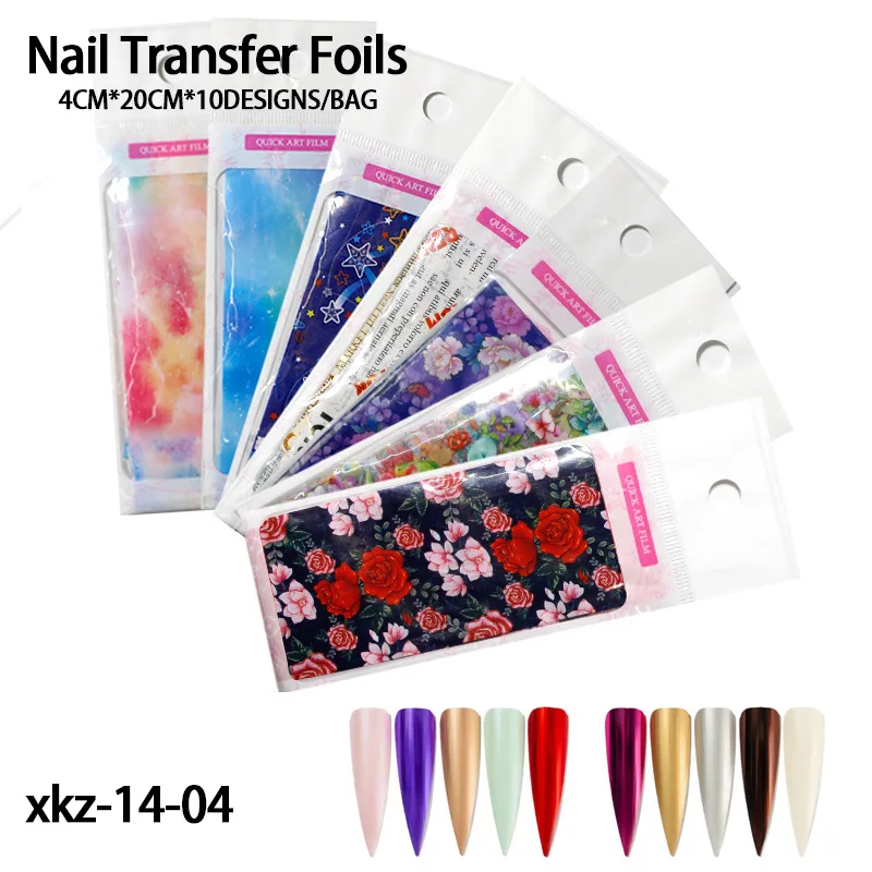 4*20cm 10 Designs / Bag Nail Art Foils Transfer Sticker Decals for Nail DIY Decoration
4*20cm 10 Designs / Bag Nail Art Foils Transfer Sticker Decals for Nail DIY Decoration