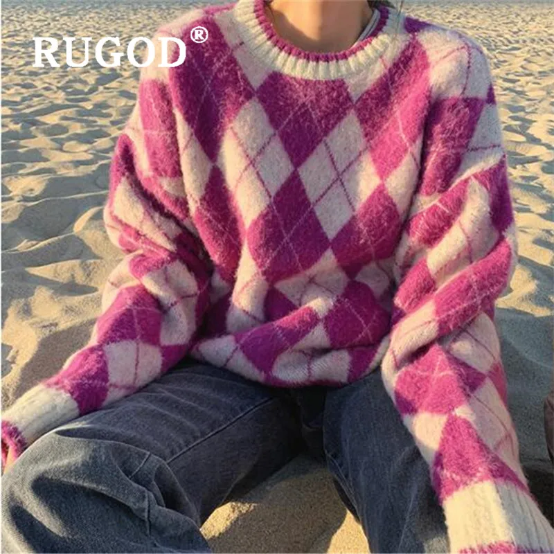 RUGOD Women's Sweater Korean Style Chic O-neck Contrast Color Rhombus Long Sleeve Knitted Pullovers Casual Lady Winter Jumper
RUGOD Women's Sweater Korean Style Chic O-neck Contrast Color Rhombus Long Sleeve Knitted Pullovers Casual Lady Winter Jumper