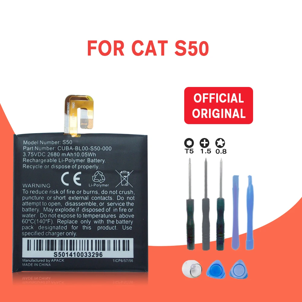 100% Original 2680mAh Replacement for CAT S50 Battery CUBA-BL00-S50-000 Batteries Bateria+Tracking code + tools
100% Original 2680mAh Replacement for CAT S50 Battery CUBA-BL00-S50-000 Batteries Bateria+Tracking code + tools