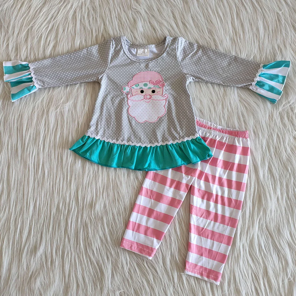 RTS baby girls Christmas outfits clothing sets clothes long sleeve tunic pink stripe legging santa embroidery design
RTS baby girls Christmas outfits clothing sets clothes long sleeve tunic pink stripe legging santa embroidery design