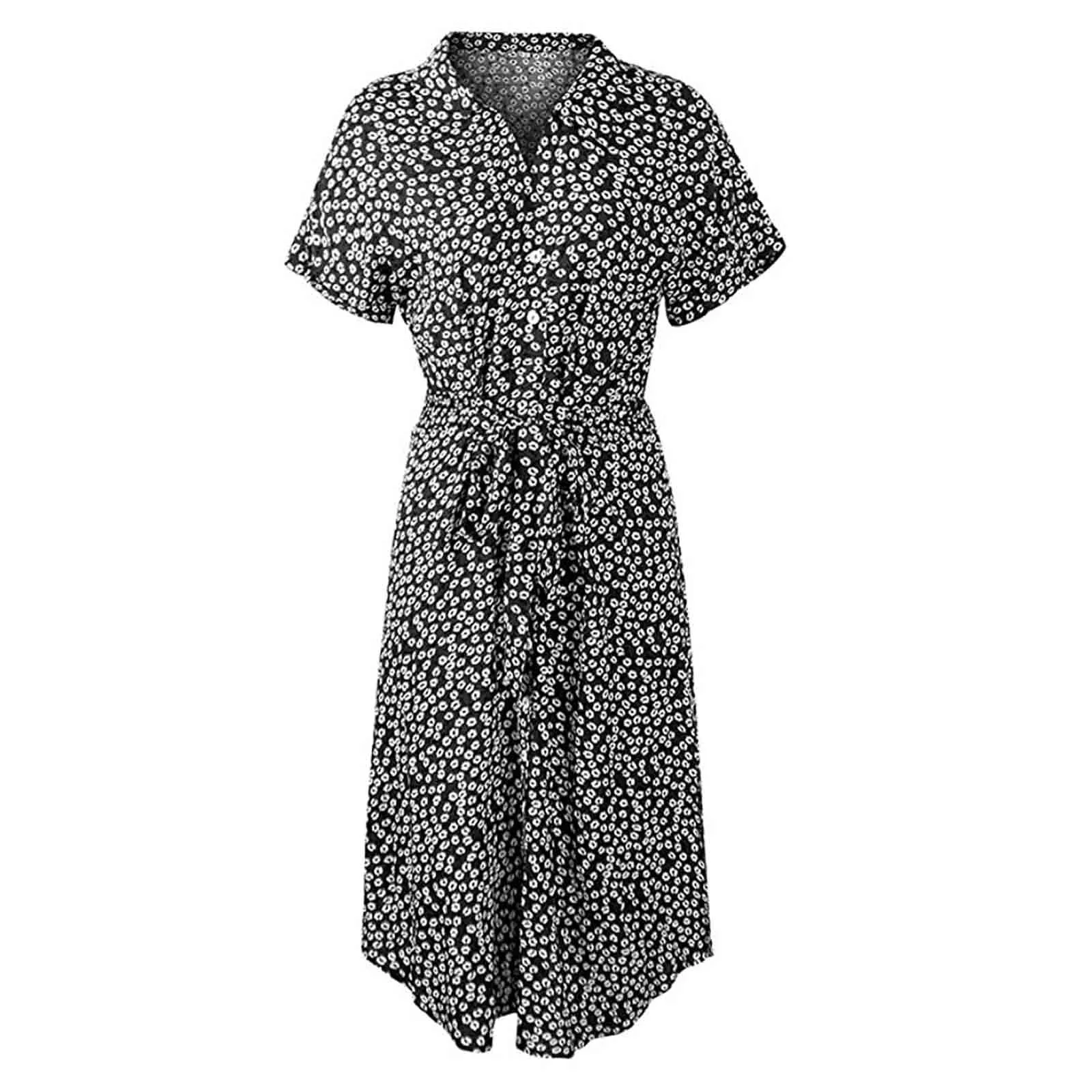 Dresses For Women Summer Casual Broken Flower Print Button Short Sleeve V-Neck Maxi Dress Female High Waist Beach Dress#35
Dresses For Women Summer Casual Broken Flower Print Button Short Sleeve V-Neck Maxi Dress Female High Waist Beach Dress#35